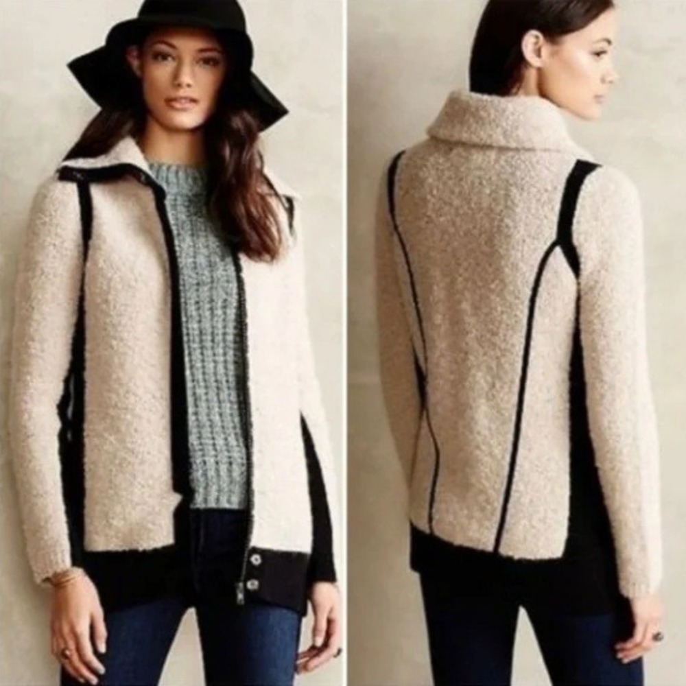 Anthropologie Sparrow Boucle Sweater Jacket Small Wool Mohair Cardigan Nubby